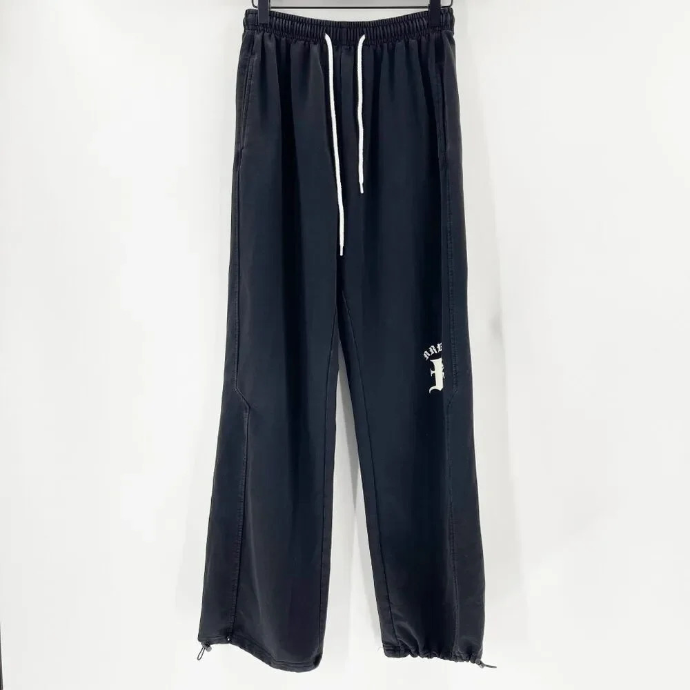 Cbx Lab Womens Sweatpants Size L Black Drawstring Wide Leg‎ Feminist High Rise